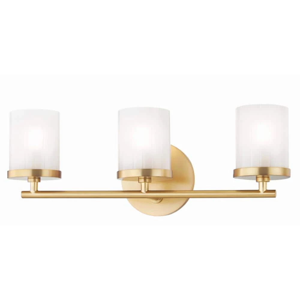 Ryan 3-Light Aged Brass Bath Light with Clear Frosted Glass Shade by MITZI HUDSON VALLEY LIGHTING 2 Ryan 3-Light Aged Brass Bath Light with Clear Frosted Glass Shade by MITZI HUDSON VALLEY LIGHTING