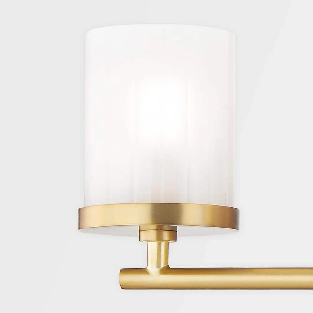Ryan 3-Light Aged Brass Bath Light with Clear Frosted Glass Shade by MITZI HUDSON VALLEY LIGHTING 4 Ryan 3-Light Aged Brass Bath Light with Clear Frosted Glass Shade by MITZI HUDSON VALLEY LIGHTING - Image 3