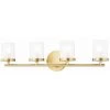 Ryan 4-Light Aged Brass Bath Light with Clear Frosted Glass Shade by MITZI HUDSON VALLEY LIGHTING -EcoSmart Sales aged brass mitzi hudson valley lighting vanity lighting h239304 agb 64 1000