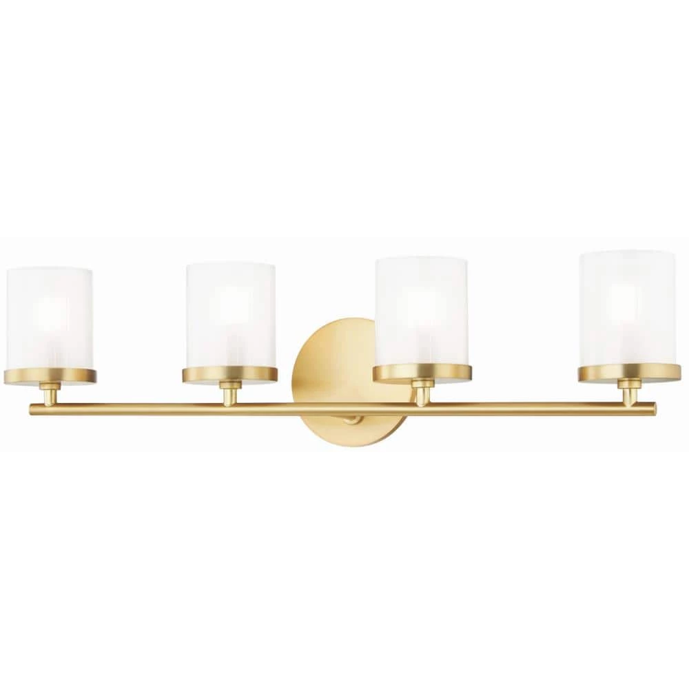 Ryan 4-Light Aged Brass Bath Light with Clear Frosted Glass Shade by MITZI HUDSON VALLEY LIGHTING 3 Ryan 4-Light Aged Brass Bath Light with Clear Frosted Glass Shade by MITZI HUDSON VALLEY LIGHTING