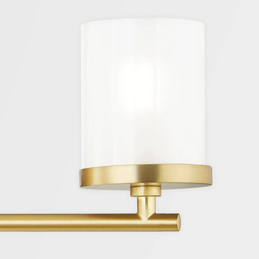 Ryan 4-Light Aged Brass Bath Light with Clear Frosted Glass Shade by MITZI HUDSON VALLEY LIGHTING 10 Ryan 4-Light Aged Brass Bath Light with Clear Frosted Glass Shade by MITZI HUDSON VALLEY LIGHTING - Image 8