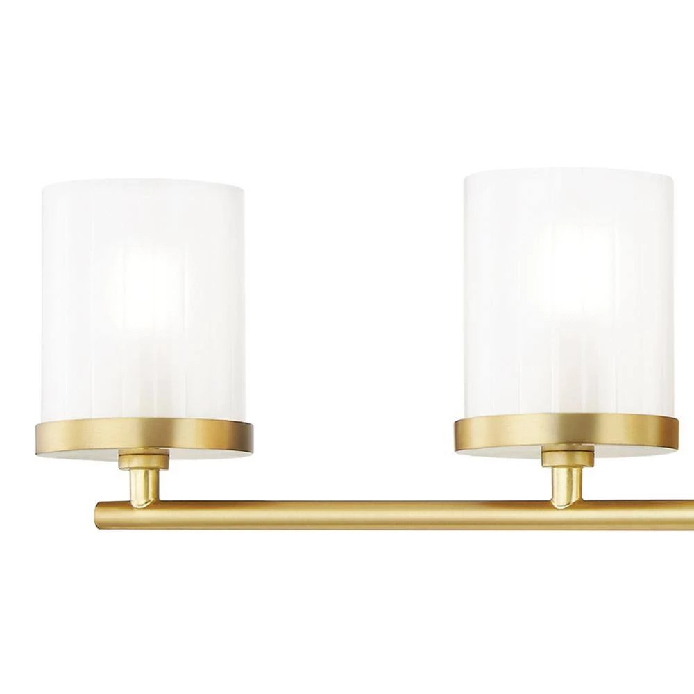 Ryan 4-Light Aged Brass Bath Light with Clear Frosted Glass Shade by MITZI HUDSON VALLEY LIGHTING 5 Ryan 4-Light Aged Brass Bath Light with Clear Frosted Glass Shade by MITZI HUDSON VALLEY LIGHTING - Image 3