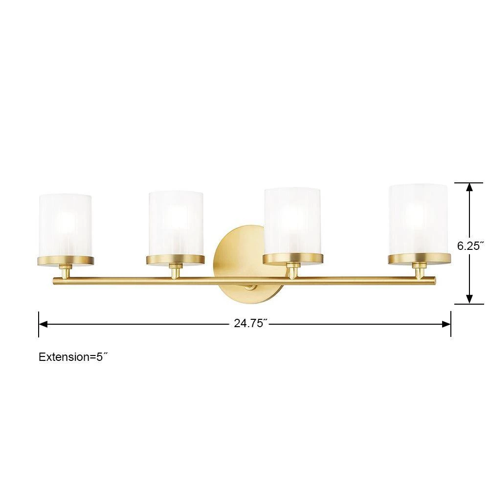 Ryan 4-Light Aged Brass Bath Light with Clear Frosted Glass Shade by MITZI HUDSON VALLEY LIGHTING 4 Ryan 4-Light Aged Brass Bath Light with Clear Frosted Glass Shade by MITZI HUDSON VALLEY LIGHTING - Image 2