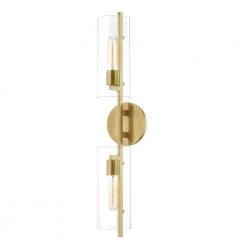 Ariel 2-Light Aged Brass Wall Sconce with Clear Shade by MITZI HUDSON VALLEY LIGHTING