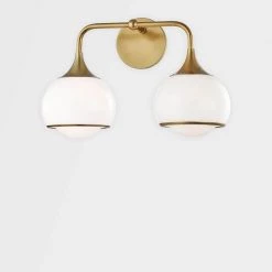 Reese 2-Light Aged Brass Wall Sconce by MITZI HUDSON VALLEY LIGHTING -EcoSmart Sales aged brass mitzi hudson valley lighting wall lamps h281302 agb 4f 1000