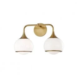 Reese 2-Light Aged Brass Wall Sconce by MITZI HUDSON VALLEY LIGHTING