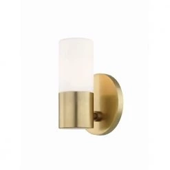 Lola 1-Light Aged Brass LED Wall Sconce with Opal Matte Glass Shade by MITZI HUDSON VALLEY LIGHTING