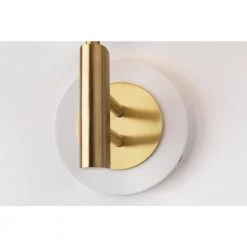 Robbie 1-Light Aged Brass/White Wall Sconce with Off White Linen Shade by MITZI HUDSON VALLEY LIGHTING -EcoSmart Sales aged brass mitzi hudson valley lighting wall sconces h264101 agb wh 4f 1000