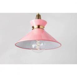 Kiki 1-Light 14 in. W Aged Brass Pendant with Pink Shade by MITZI HUDSON VALLEY LIGHTING -EcoSmart Sales aged brass pink mitzi hudson valley lighting chandeliers h251701s agb pk 4f 1000