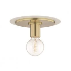Milo 1-Light Aged Brass Small Flush Mount with White Accents by MITZI HUDSON VALLEY LIGHTING