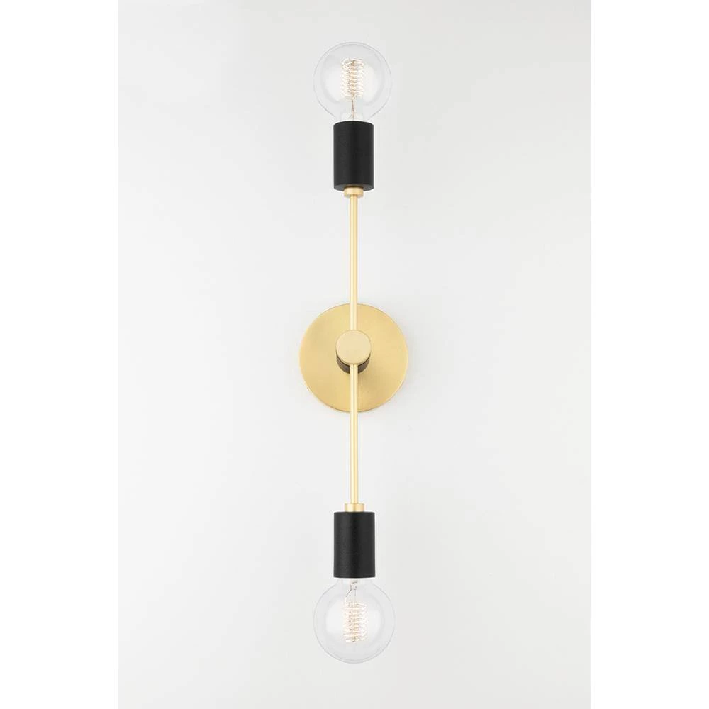 Astrid 2-Light Aged Brass Wall Sconce with Black Accents by MITZI HUDSON VALLEY LIGHTING 6 Astrid 2-Light Aged Brass Wall Sconce with Black Accents by MITZI HUDSON VALLEY LIGHTING - Image 4