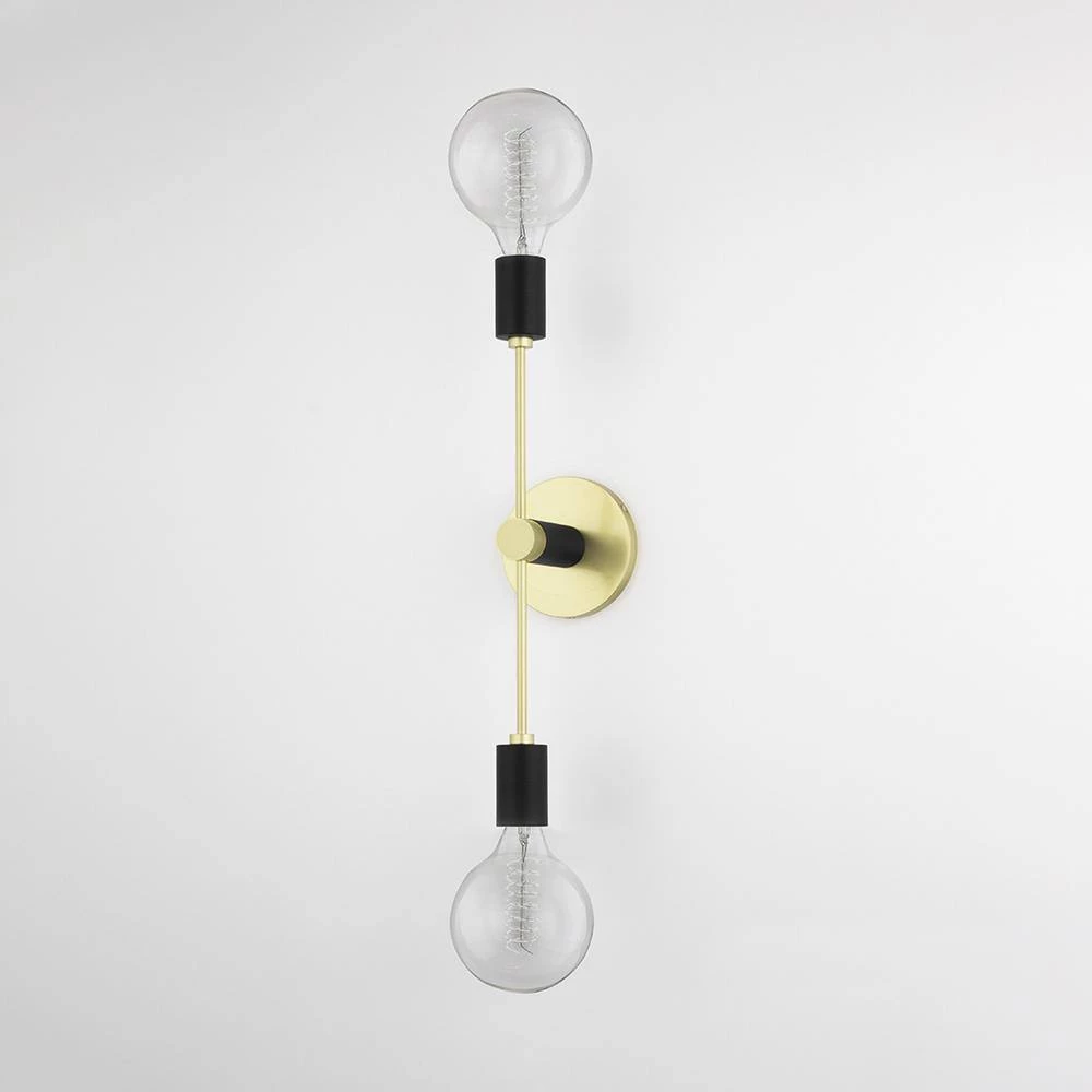 Astrid 2-Light Aged Brass Wall Sconce with Black Accents by MITZI HUDSON VALLEY LIGHTING 5 Astrid 2-Light Aged Brass Wall Sconce with Black Accents by MITZI HUDSON VALLEY LIGHTING - Image 3