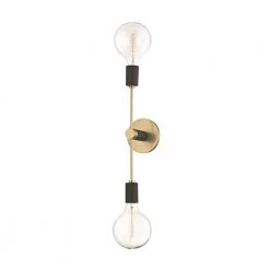 Astrid 2-Light Aged Brass Wall Sconce with Black Accents by MITZI HUDSON VALLEY LIGHTING