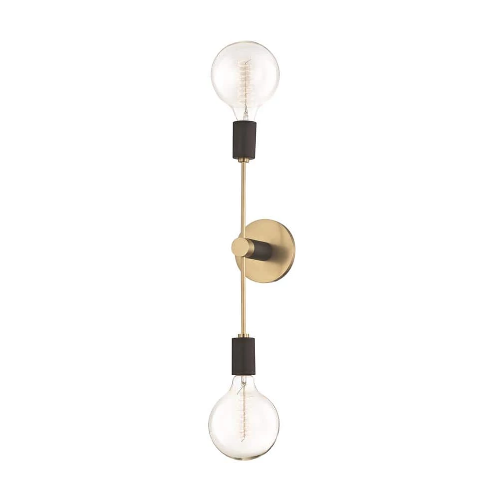 Astrid 2-Light Aged Brass Wall Sconce with Black Accents by MITZI HUDSON VALLEY LIGHTING 3 Astrid 2-Light Aged Brass Wall Sconce with Black Accents by MITZI HUDSON VALLEY LIGHTING