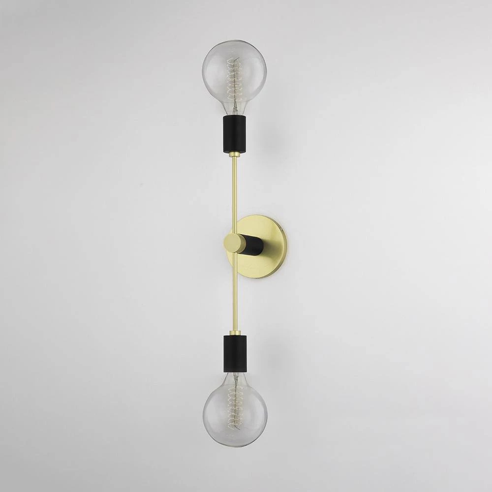 Astrid 2-Light Aged Brass Wall Sconce with Black Accents by MITZI HUDSON VALLEY LIGHTING 4 Astrid 2-Light Aged Brass Wall Sconce with Black Accents by MITZI HUDSON VALLEY LIGHTING - Image 2