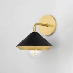 Marnie 1-Light Aged Brass Wall Sconce with Black Shade by MITZI HUDSON VALLEY LIGHTING 18 Marnie 1-Light Aged Brass Wall Sconce with Black Shade by MITZI HUDSON VALLEY LIGHTING -EcoSmart Sales aged brass with black shade mitzi hudson valley lighting vanity lighting h139101 agb bk 1d 1000