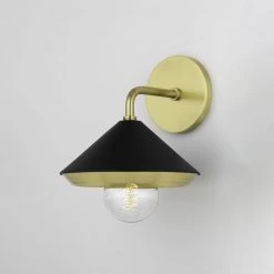 Marnie 1-Light Aged Brass Wall Sconce with Black Shade by MITZI HUDSON VALLEY LIGHTING 25 Marnie 1-Light Aged Brass Wall Sconce with Black Shade by MITZI HUDSON VALLEY LIGHTING -EcoSmart Sales aged brass with black shade mitzi hudson valley lighting vanity lighting h139101 agb bk 76 1000