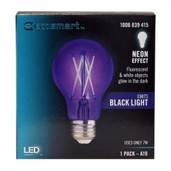 40-Watt Equivalent A19 Blacklight Ultraviolet Glow in the Dark LED Light Bulb (1-Pack) by EcoSmart -EcoSmart Sales black ecosmart colored light bulbs fg 04239 44 1000