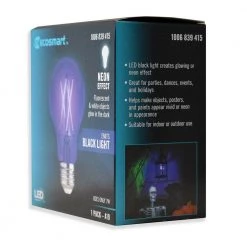 40-Watt Equivalent A19 Blacklight Ultraviolet Glow in the Dark LED Light Bulb (1-Pack) by EcoSmart -EcoSmart Sales black ecosmart colored light bulbs fg 04239 c3 1000