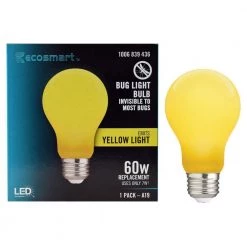 60-Watt Equivalent A19 Outdoor Bug Light Yellow LED Light Bulb (1-Pack) by EcoSmart