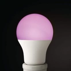 60-Watt Equivalent A19 CEC Color Changing LED Party Light Bulb Starter Kit with Remote (1-Pack) by EcoSmart -EcoSmart Sales ecosmart colored light bulbs 11a19060wrgbw01 76 1000