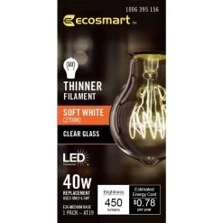 40-Watt Equivalent AT19 Dimmable Horizontal Filament LED Vintage Edison Light Bulb Soft White (1-Pack) by EcoSmart -EcoSmart Sales ecosmart edison bulbs at19c6e26827w c3 1000