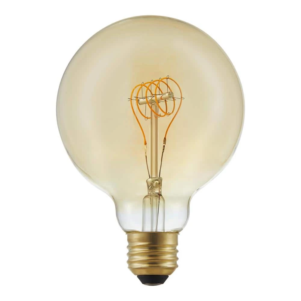 40-Watt Equivalent G30 Dimmable Horizontal Filament LED Vintage Edison Light Bulb Amber (1-Pack) by EcoSmart 3 40-Watt Equivalent G30 Dimmable Horizontal Filament LED Vintage Edison Light Bulb Amber (1-Pack) by EcoSmart