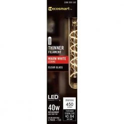 40-Watt Equivalent T10 Dimmable Fine Bendy Filament LED Vintage Edison Light Bulb Warm White (1-Pack) by EcoSmart -EcoSmart Sales ecosmart edison bulbs t10c7e26822s c3 1000
