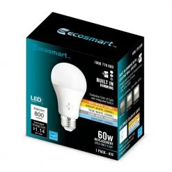 60-Watt Equivalent A19 CEC Built in Dimming LED Light Bulb with Selectable Color Temperature (1-Pack) by EcoSmart 23 60-Watt Equivalent A19 CEC Built in Dimming LED Light Bulb with Selectable Color Temperature (1-Pack) by EcoSmart -EcoSmart Sales ecosmart led light bulbs 11a19060wwall01 76 1000
