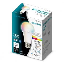 100-Watt Equivalent Smart Hubspace A21 Color Changing CEC LED Light Bulb with Voice Control (1-Bulb) by EcoSmart -EcoSmart Sales ecosmart led light bulbs 11a21100wrgbwh1 c3 1000