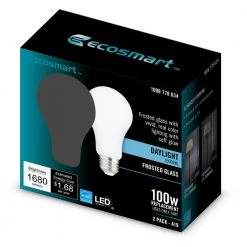100-Watt Equivalent A19 Dimmable CEC Frosted Glass Filament LED Light Bulb in Daylight (2-Pack) by EcoSmart -EcoSmart Sales ecosmart led light bulbs 11ffa19100wt203 44 1000