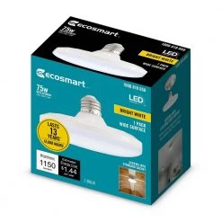75-Watt Equivalent Wide Surface Non-Dimmable LED Light Bulb Bright White (1-Pack) by EcoSmart 20 75-Watt Equivalent Wide Surface Non-Dimmable LED Light Bulb Bright White (1-Pack) by EcoSmart -EcoSmart Sales ecosmart led light bulbs 11ufo075wulnd01 1f 1000