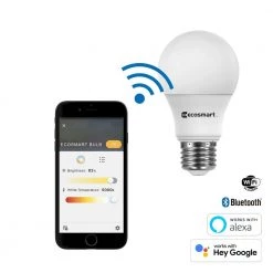 60-Watt Equivalent Smart Hubspace A19 LED Light Bulb Tunable White (1-Bulb) by EcoSmart -EcoSmart Sales ecosmart led light bulbs a10a1960wq1z01 1d 1000