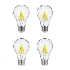 60-Watt Equivalent A19 Dimmable Energy Star Clear Filament Vintage Style LED Light Bulb Daylight (4-Pack) by EcoSmart