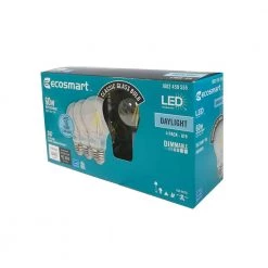 60-Watt Equivalent A19 Dimmable Energy Star Clear Filament Vintage Style LED Light Bulb Daylight (4-Pack) by EcoSmart 19 60-Watt Equivalent A19 Dimmable Energy Star Clear Filament Vintage Style LED Light Bulb Daylight (4-Pack) by EcoSmart -EcoSmart Sales ecosmart led light bulbs a7a19a60wesgd03 77 1000