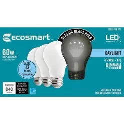 60-Watt Equivalent A19 Dimmable Energy Star Frosted Filament LED Light Bulb Daylight (4-Pack) by EcoSmart -EcoSmart Sales ecosmart led light bulbs a8a19a60wesd03 40 1000