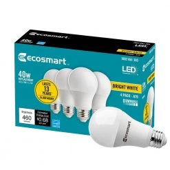40-Watt Equivalent A19 Dimmable ENERGY STAR LED Light Bulb, Bright White (16-Pack) by EcoSmart 20 40-Watt Equivalent A19 Dimmable ENERGY STAR LED Light Bulb, Bright White (16-Pack) by EcoSmart -EcoSmart Sales ecosmart led light bulbs b7a19a40wesd02 1f 1000