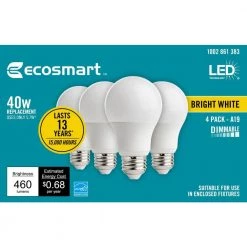 40-Watt Equivalent A19 Dimmable ENERGY STAR LED Light Bulb, Bright White (16-Pack) by EcoSmart 18 40-Watt Equivalent A19 Dimmable ENERGY STAR LED Light Bulb, Bright White (16-Pack) by EcoSmart -EcoSmart Sales ecosmart led light bulbs b7a19a40wesd02 c3 1000