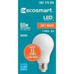 60-Watt Equivalent A19 Dimmable Energy Star LED Light Bulb Soft White (16-Pack) by EcoSmart -EcoSmart Sales ecosmart led light bulbs b7a19a60wesd14 1f 1000