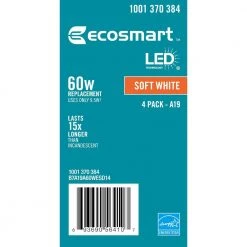 60-Watt Equivalent A19 Dimmable Energy Star LED Light Bulb Soft White (16-Pack) by EcoSmart -EcoSmart Sales ecosmart led light bulbs b7a19a60wesd14 4f 1000