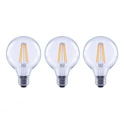 60-Watt Equivalent G25 Dimmable ENERGY STAR Clear Glass Filament Vintage Edison LED Light Bulb Bright White (3-Pack) by EcoSmart
