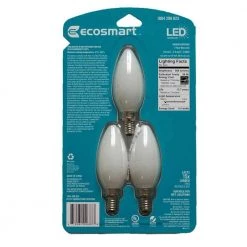 60-Watt Equivalent B11 Dimmable Frosted Glass Filament Candelabra Vintage Edison LED Light Bulb Soft White (12-Pack) by EcoSmart -EcoSmart Sales ecosmart led light bulbs fg 03265x4 1f 1000