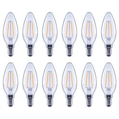 60-Watt Equivalent B11 Dimmable Clear Glass Filament Vintage Edison LED Light Bulb Daylight (12-Pack) by EcoSmart