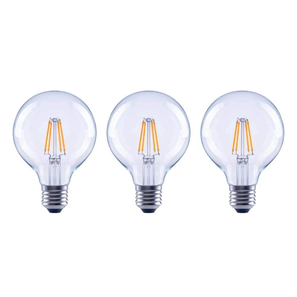 60-Watt Equivalent G25 Globe Dimmable ENERGY STAR Clear Glass Filament LED Vintage Edison Light Bulb Daylight (3-Pack) by EcoSmart 3 60-Watt Equivalent G25 Globe Dimmable ENERGY STAR Clear Glass Filament LED Vintage Edison Light Bulb Daylight (3-Pack) by EcoSmart