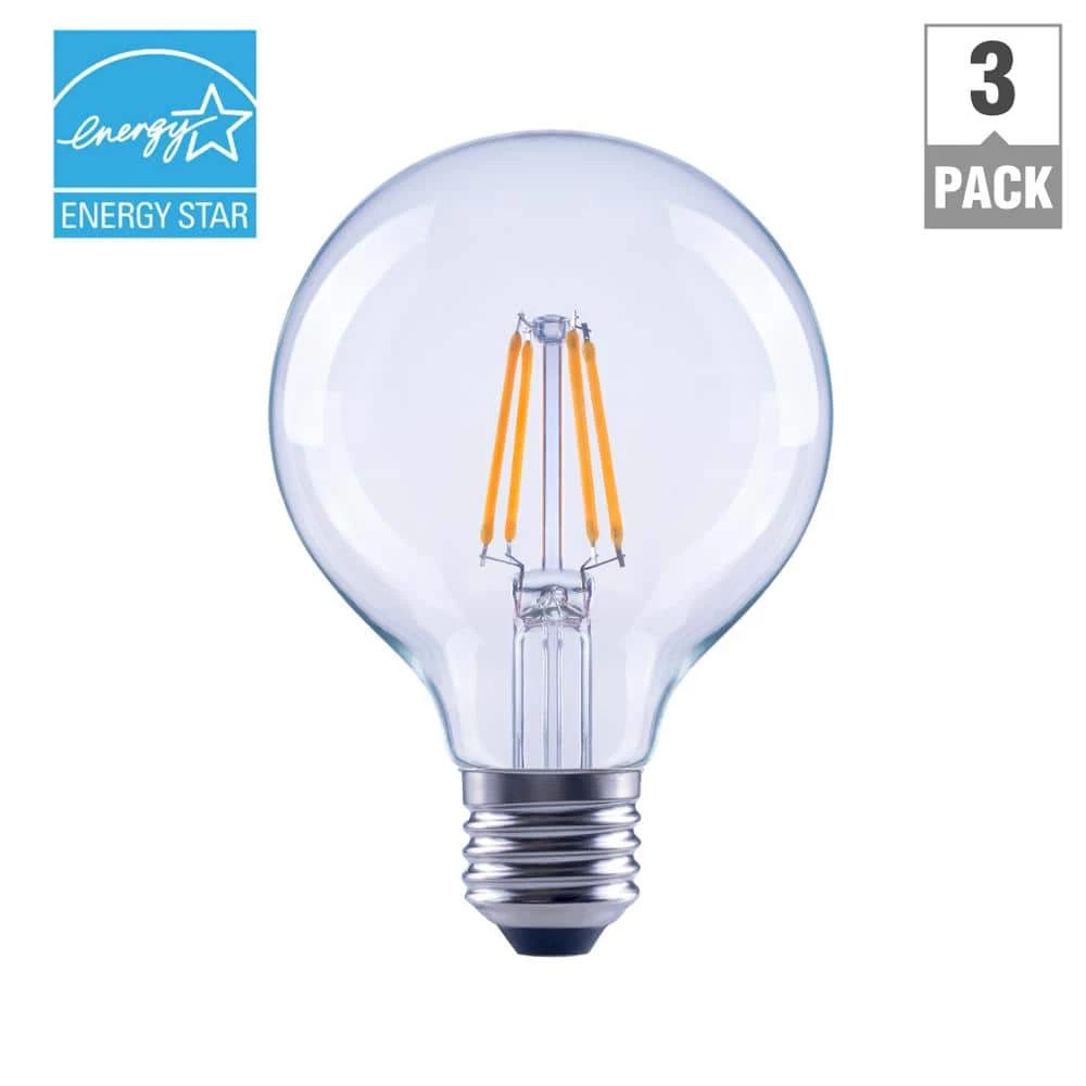 60-Watt Equivalent G25 Globe Dimmable ENERGY STAR Clear Glass Filament LED Vintage Edison Light Bulb Daylight (3-Pack) by EcoSmart 4 60-Watt Equivalent G25 Globe Dimmable ENERGY STAR Clear Glass Filament LED Vintage Edison Light Bulb Daylight (3-Pack) by EcoSmart - Image 2