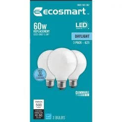 60-Watt Equivalent G25 Globe Dimmable ENERGY STAR Frosted Glass Filament LED Vintage Edison Light Bulb Daylight (3-Pack) by EcoSmart -EcoSmart Sales ecosmart led light bulbs fg 03395 76 1000