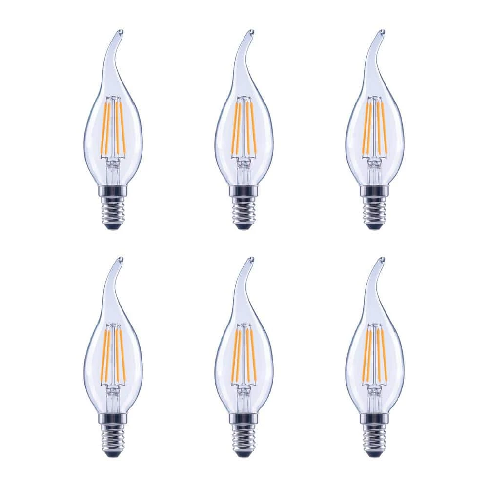 40-Watt Equivalent B11 Flame Tip Dimmable Clear Glass Filament E12 Candelabra Base Soft White LED Light Bulb (6-Pack) by EcoSmart 3 40-Watt Equivalent B11 Flame Tip Dimmable Clear Glass Filament E12 Candelabra Base Soft White LED Light Bulb (6-Pack) by EcoSmart