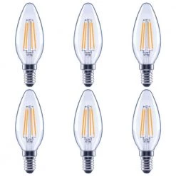 40-Watt Equivalent B11 Dimmable Clear Glass Filament Vintage E12 Candelabra Base Cool White LED Light Bulb (6-Pack) by EcoSmart