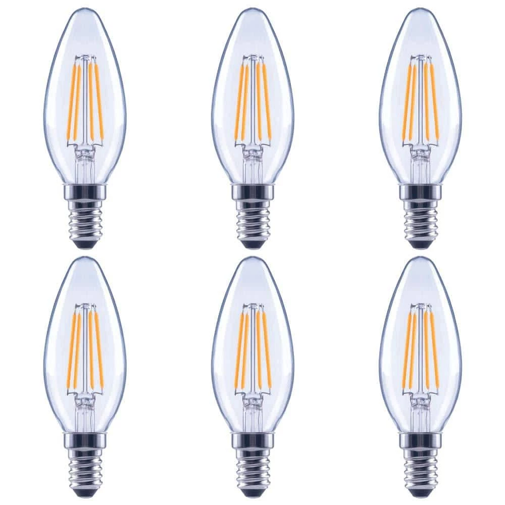 40-Watt Equivalent B11 Dimmable Clear Glass Filament Vintage E12 Candelabra Base Cool White LED Light Bulb (6-Pack) by EcoSmart 3 40-Watt Equivalent B11 Dimmable Clear Glass Filament Vintage E12 Candelabra Base Cool White LED Light Bulb (6-Pack) by EcoSmart
