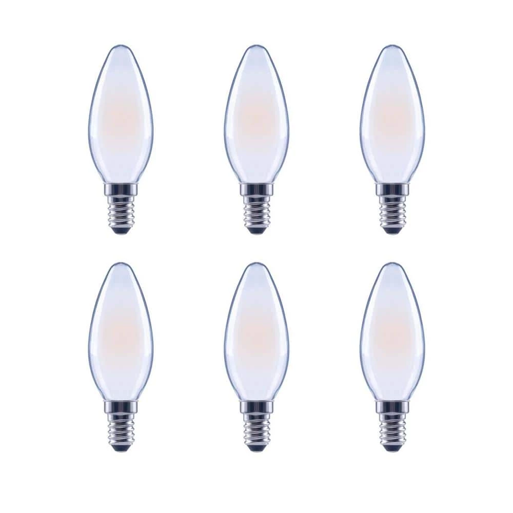 40-Watt Equivalent B11 Dimmable Frosted Glass Filament Vintage E12 Candelabra Base Daylight LED Light Bulb (6-Pack) by EcoSmart 3 40-Watt Equivalent B11 Dimmable Frosted Glass Filament Vintage E12 Candelabra Base Daylight LED Light Bulb (6-Pack) by EcoSmart